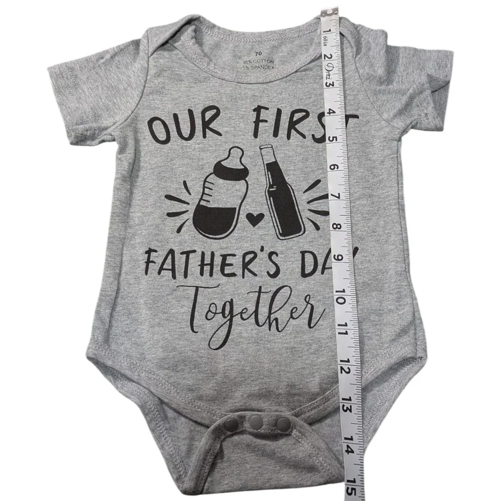 Baby Clothes - Funny Humor - Our First Fathers Day  - 6-9 Month - One piece